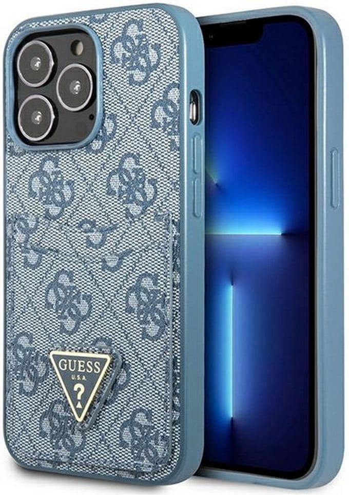 Guess 4G Double Card Back Case geschikt voor Apple iPhone 13 Pro (6.1") - Blauw