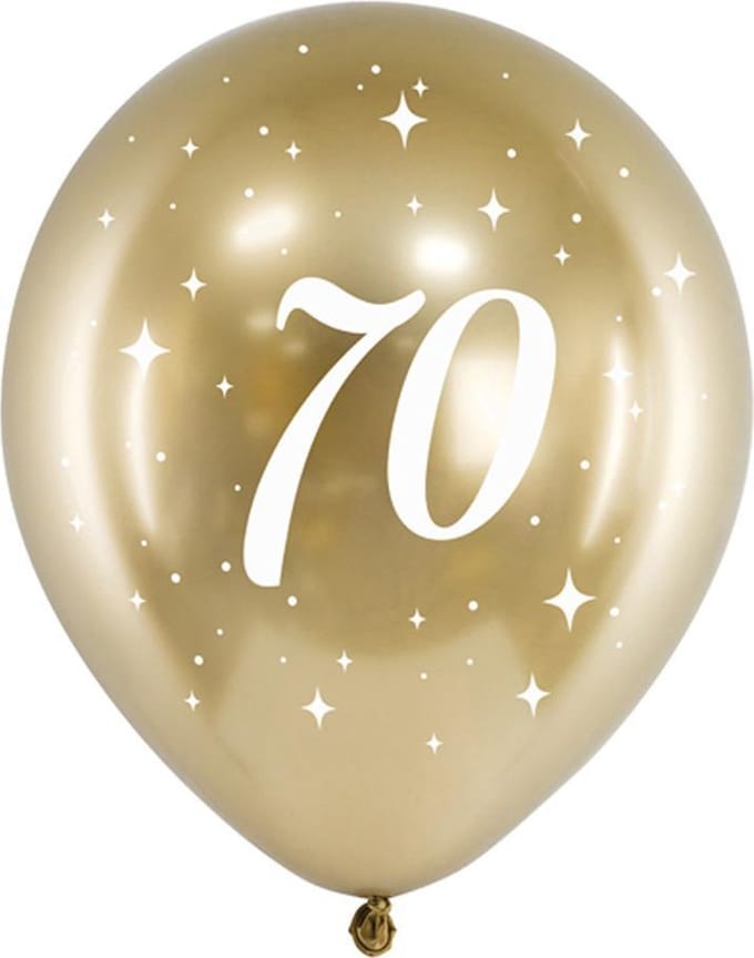 Partydeco - Glossy ballonnen gold 70 jaar (6 stuks)