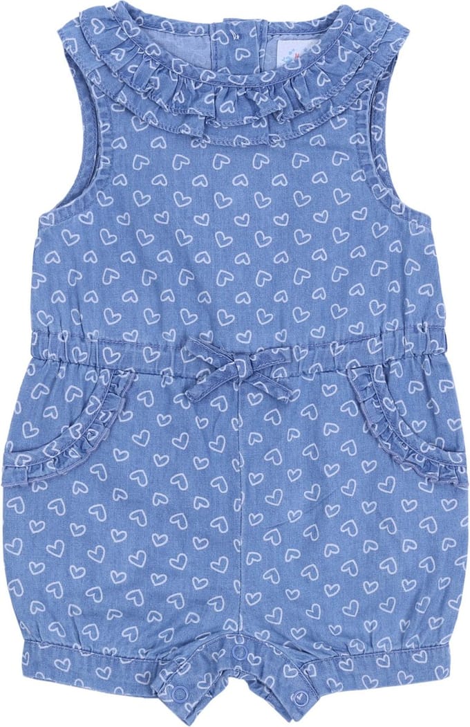 Denim jumpsuit met hartjes