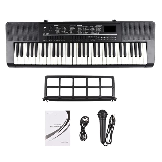 BIGFUN 61 toetsen elektronisch keyboard piano Dual keyboard-modus 200 tonen 200 ritmes 70 lesliedjes zwart
