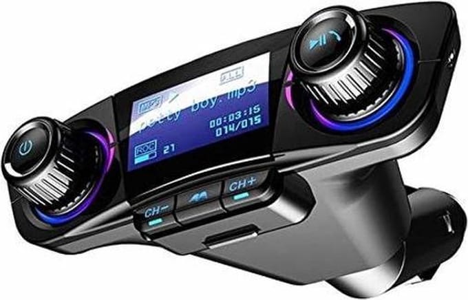 DrPhone BC16 - Multifunctionele Autolader kit - FM-transmitter & Aux+ Dual Oplader 2.1A - Micro SD & met Matrix LED-scherm - Bluetooth 5.0+EDR