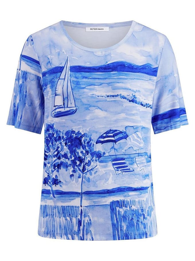Shirt ronde hals Van Peter Hahn blauw