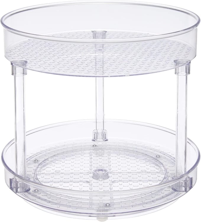 Famanu - Lazy Susan Draairek, 2 niveaus, transparant, organizer, 22,9 cm
