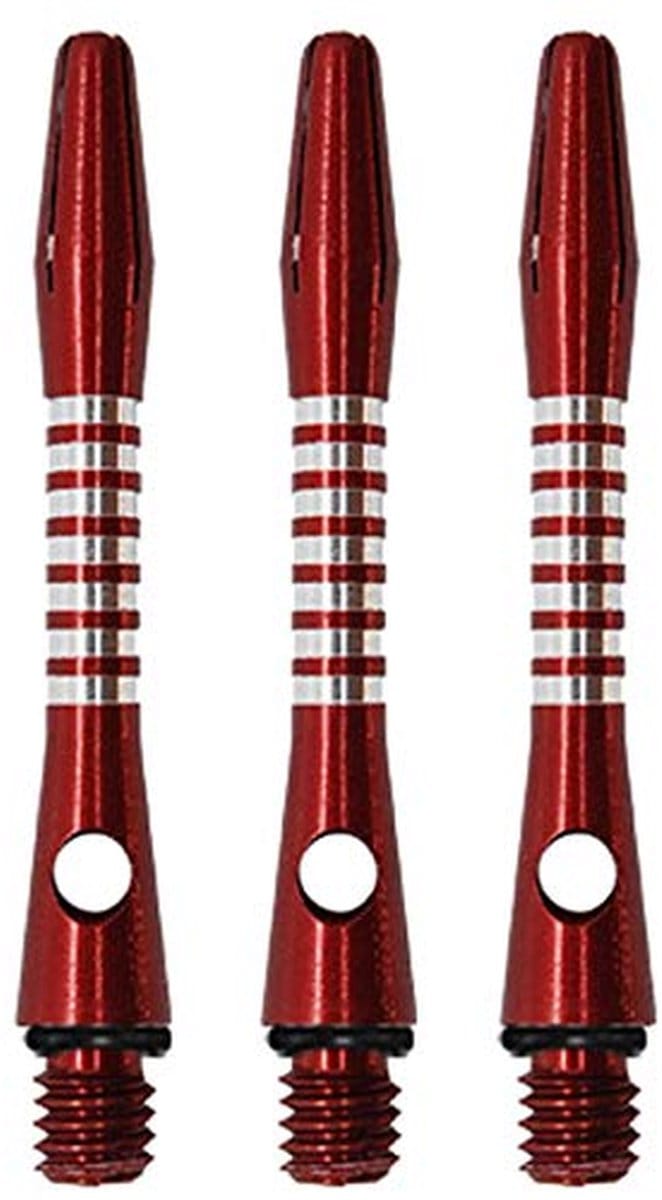 Korte Aluminium Dart Shafts met O-Ringen - Rood - Set van 3