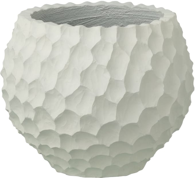 J-Line bloempot Inkepingen + Buiten zand - steen - wit - small