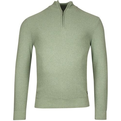 Baileys Trui Diagonal Structure Knit Uni Color Half Zip Collar Misty Green Melange / male