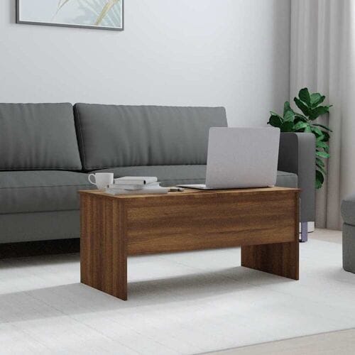 vidaXL - Salontafel - 102x50,5x46,5 - cm - bewerkt - hout - bruin - eikenkleur