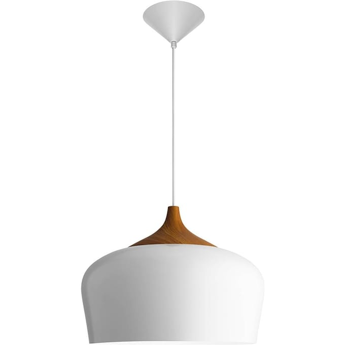 Aluminor Voltige hanglamp, wit met houten detail