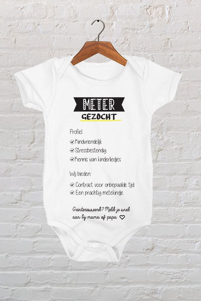 Rompertje met tekst " Meter gezocht " | Meter vragen | Meter worden | Meter Cadeau |