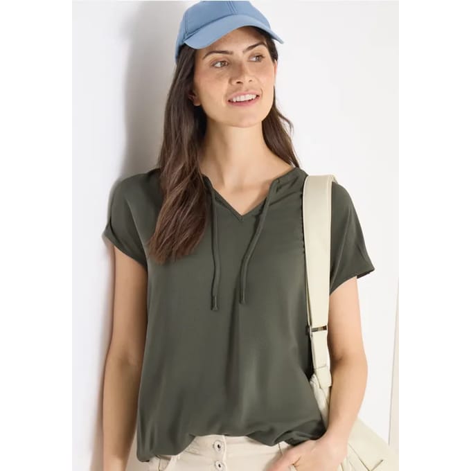 Blouse met korte mouwen en structuurmix