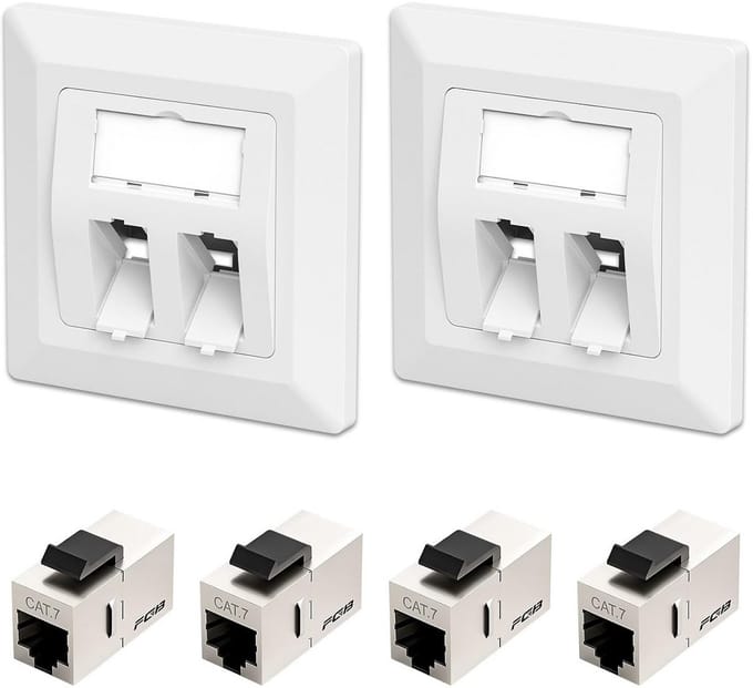 Netwerk Contactdoos - Keystone Module - Internet Aansluiten - 10 Gbit/s Snelheid - 2 Stuks - Wit