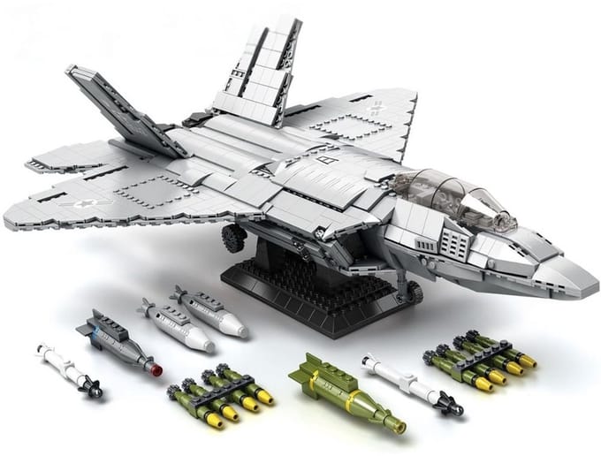 Reobrix 33020 F22 Fighter Straaljager bouwset | Classic WW2 Army vliegtuig constructie modelbouw | Educatief militair & leger speelgoed bouwpakketten voor kinderen & volwassenen | DIY creator set geschikt voor Lego | Bouwdoos met 1729 bouwstenen