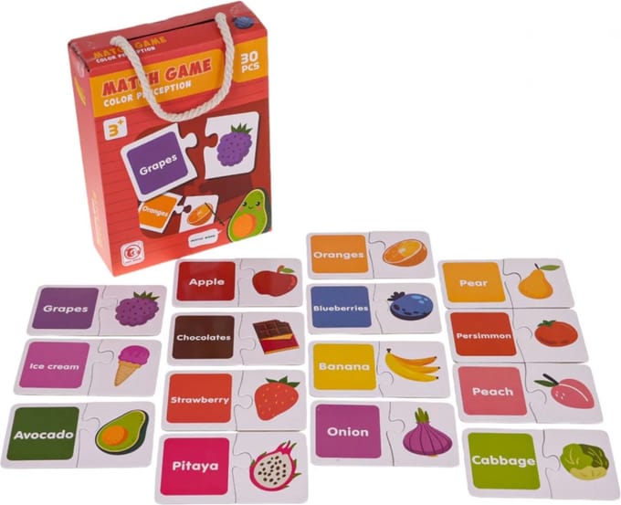 Playos® - Engels Leren - 30 Puzzelstukken - Fruit - Educatief Spel - Kleurherkenning
