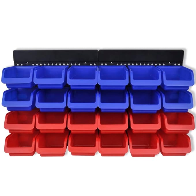 vidaXL - Gereedschapsordeners - wandgemonteerd - blauw - en - rood - 2 - st
