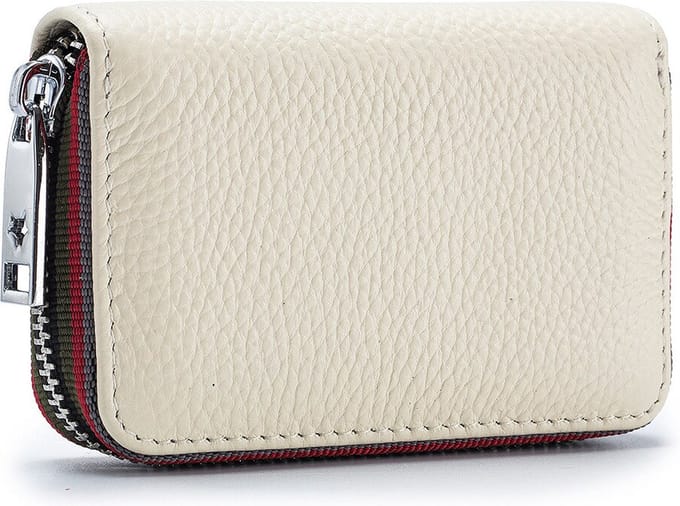 ZILOU® Leren Pasjeshouder met Rits - RFID Anti‑Skim - 14 Pasjes - Beige / Ivoorwit