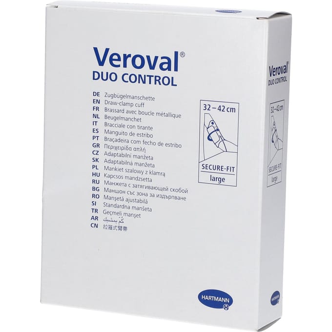 Veroval - Duo Control secure fit manchet, maat L - Blauw (32 - 42 cm bovenarm omtrek)