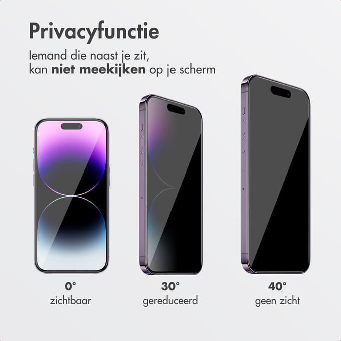 Accezz Screen Protector - Geschikt voor Apple iPhone 17e / 16e / 14 / 13 Pro / 13 - Gehard Glas Privacy Screenprotector + Applicator