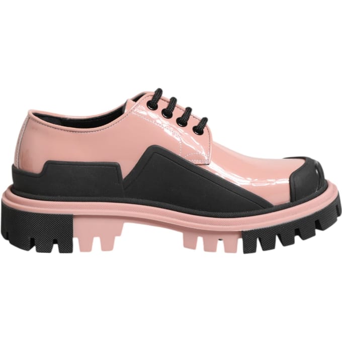 Dolce & Gabbana Licht Poederroze Zwarte Leren Veterschoenen