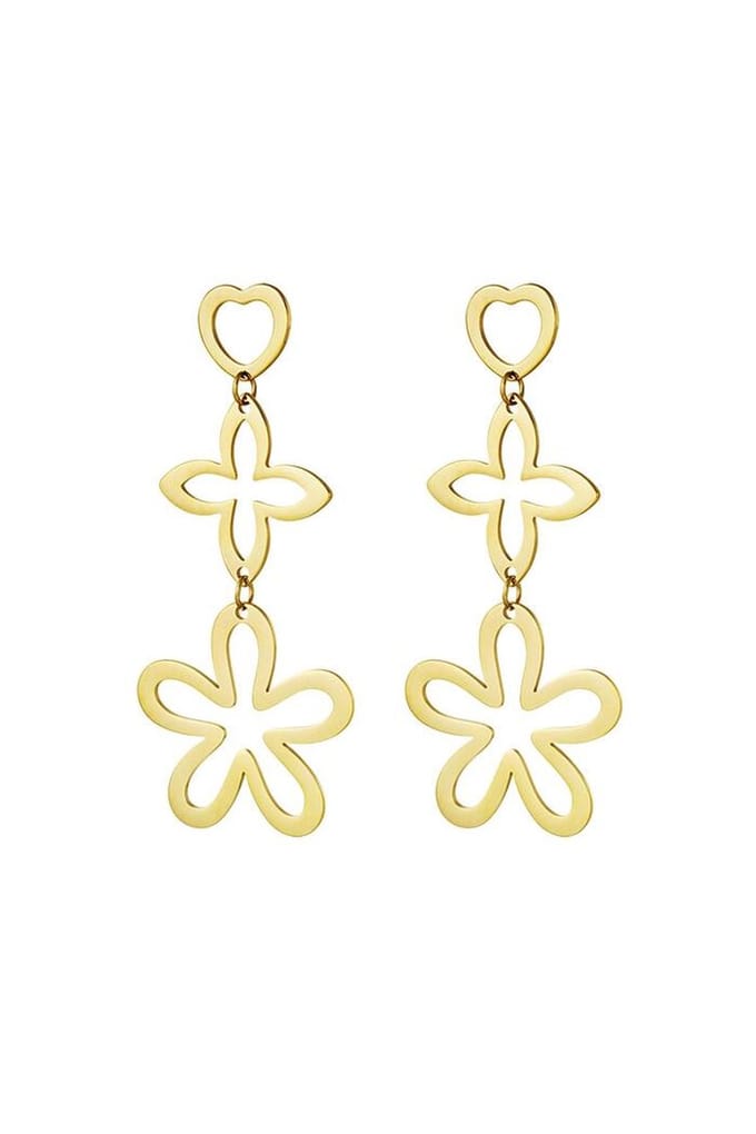 Bijoutheek Oorknoppen Statement 3 Charms Flower Goud
