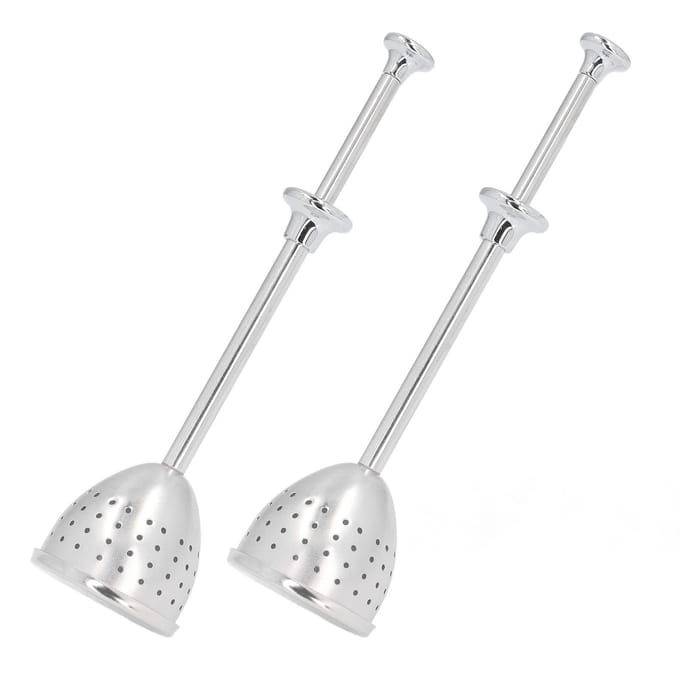 2 Pièces Passoire à Thé Manche Long Acier Inoxydable Infuseur Filtre Réutilisable Diffuseur d'Intervalle pour Théière white