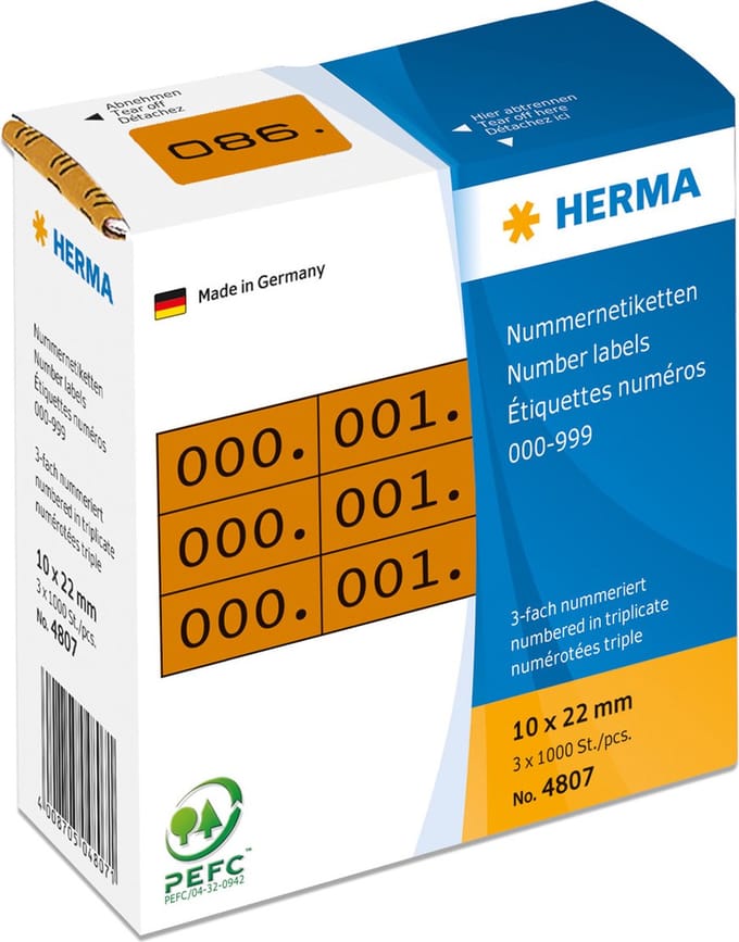 HERMA Nummeretik. 3lade zelfkl. 10x22 mm bruin/zwart