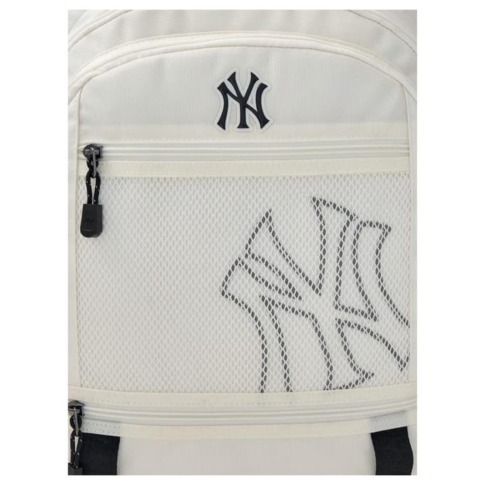 MLB 25FW New York Yankees 3-laags 21L Merklogo Mode Veelzijdig Nylon Polyester Rugzak Kinderrugzak Wit 7ABKB065N-50CRS White white