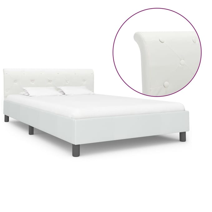 vidaXL - Bedframe - kunstleer - wit - 140x200 - cm