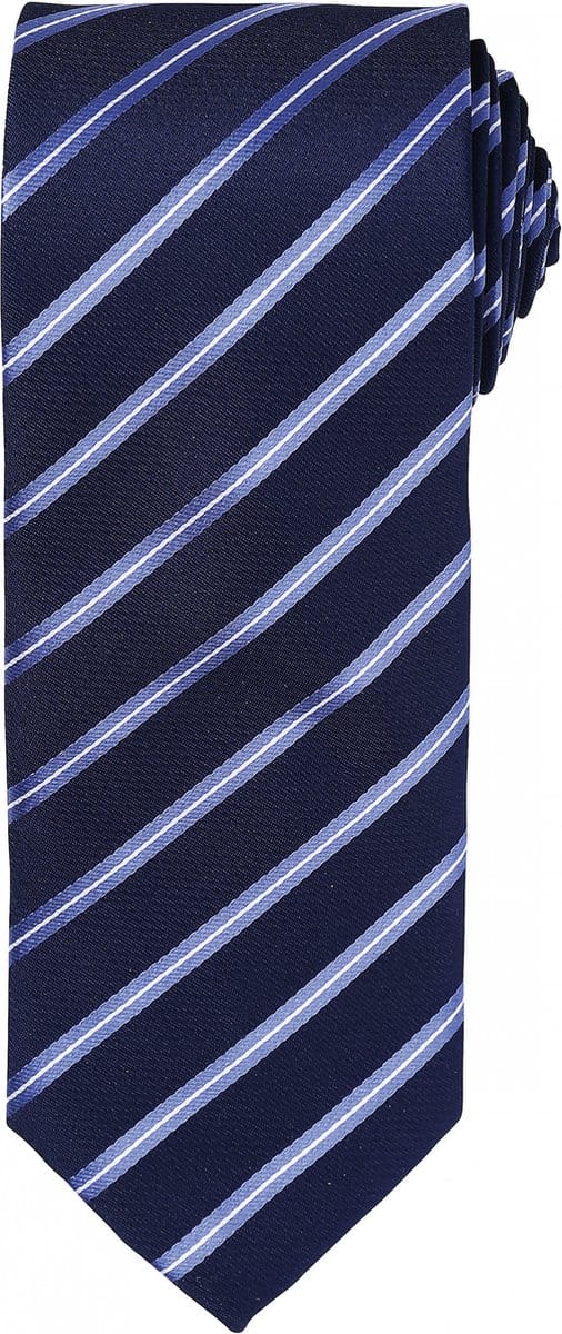 Premier Sports Stripe tie PR784 - Navy / Royal Blue - One size