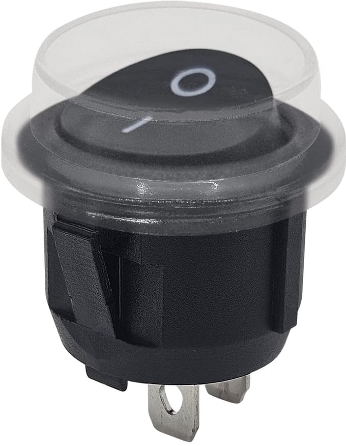 ProRide Wipschakelaar ON/OFF KCD2-202 - met Beschermkapje - 2-pins - Rond ⌀20mm - 250V/6A - Zwart