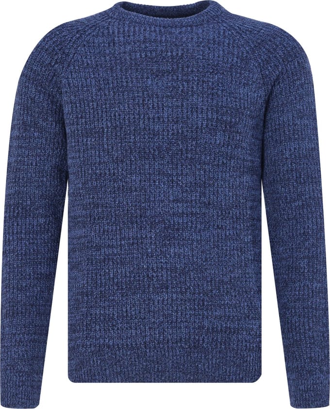 Barbour trui donkerblauw gemêleerd lamswol ronde hals