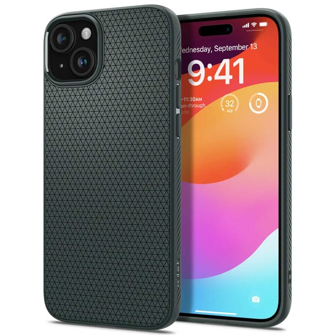 Spigen Liquid Air Hoesje voor de Apple iPhone 15 - Back Cover Flexibel TPU Groen