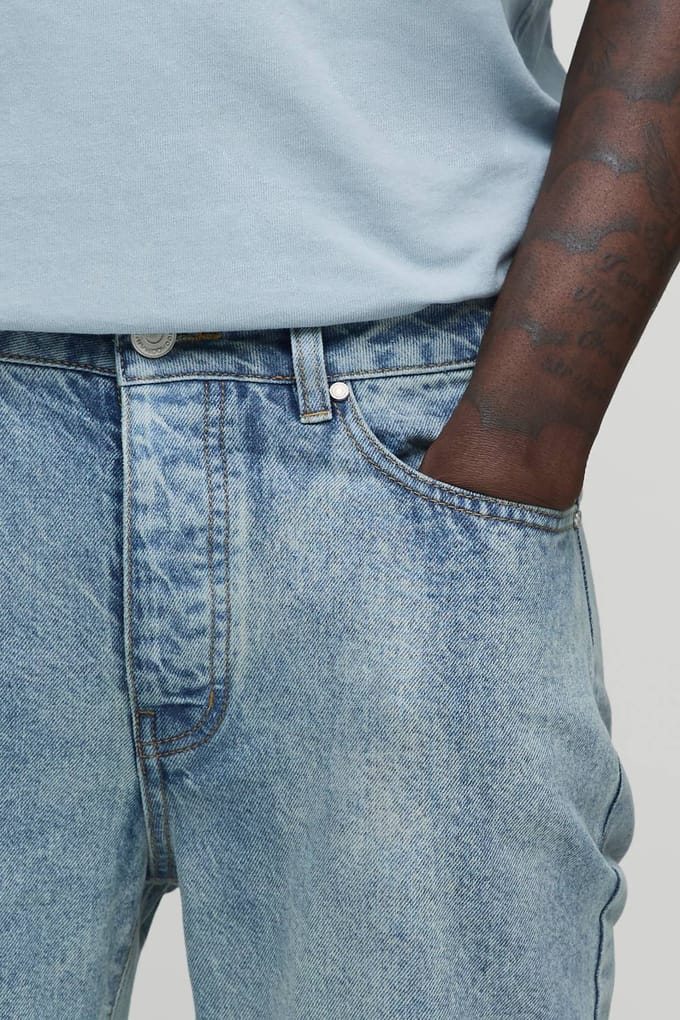 Essential Slim Flare Rigid Washed Jeans | Stonewash | Size 44R