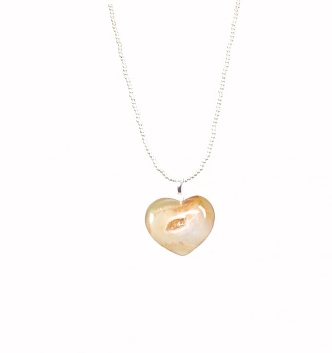 Heaven Eleven - edelstaal ballchain met hart van rose agaath