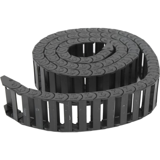 Kabelrups Draadgeleider 10x30mm Binnenmaat 1m Lengte met Eindconnector voor CNC black
