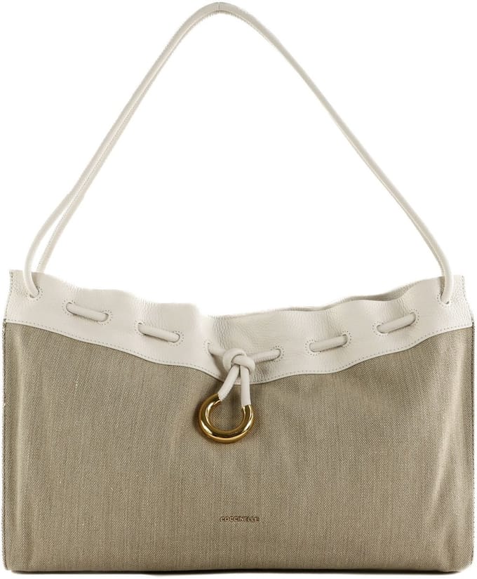 COCCINELLE Schoudertas Isabela Canvas Handbag Natural / Blanco Beige