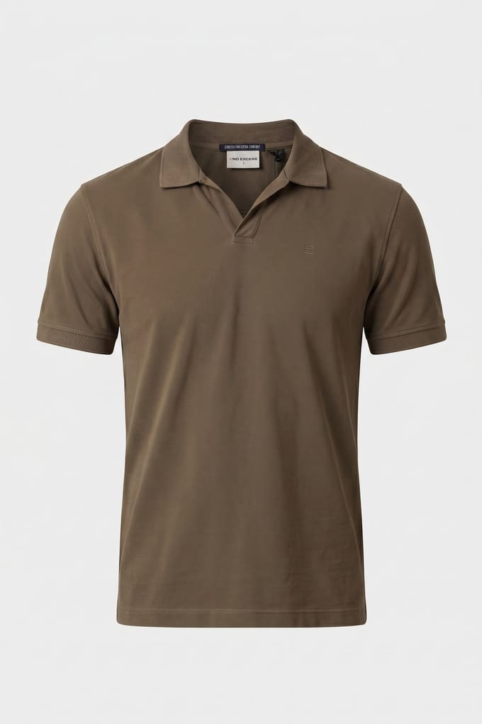 No Excess Polo V Solid Stretch Dark Moss Größe: L | Poloshirts Outlet | Herren