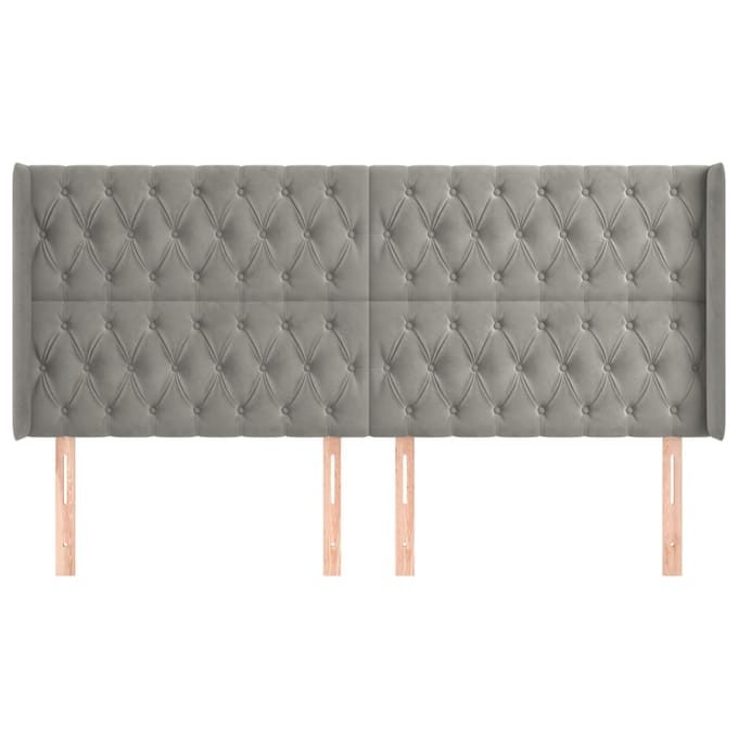 vidaXL - Hoofdbord - met - randen - 183x16x118/128 - cm - fluweel - lichtgrijs