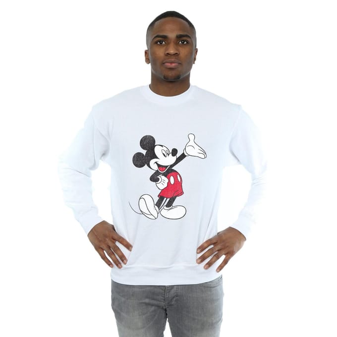 Disney Heren Traditioneel Golf Mickey Mouse Sweatshirt (Wit)