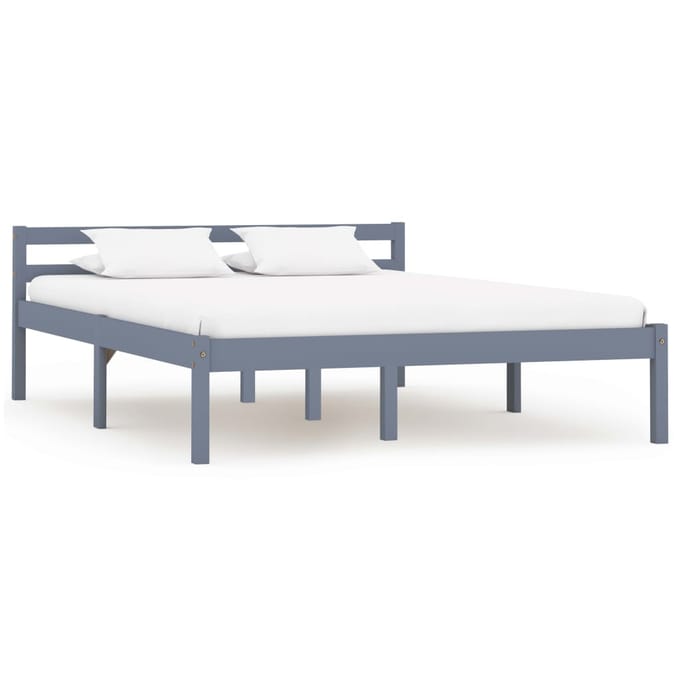 vidaXL - Bedframe - massief - grenenhout - grijs - 140x200 - cm