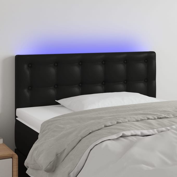 vidaXL - Hoofdbord - LED - 90x5x78/88 - cm - kunstleer - zwart