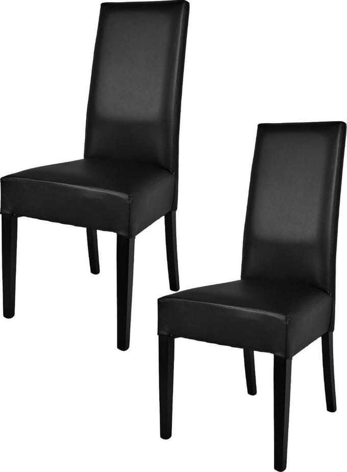 Tommychairs Luisa - Eetkamerstoelen - Set van 2 - Zwart - Kunstleer & Hout