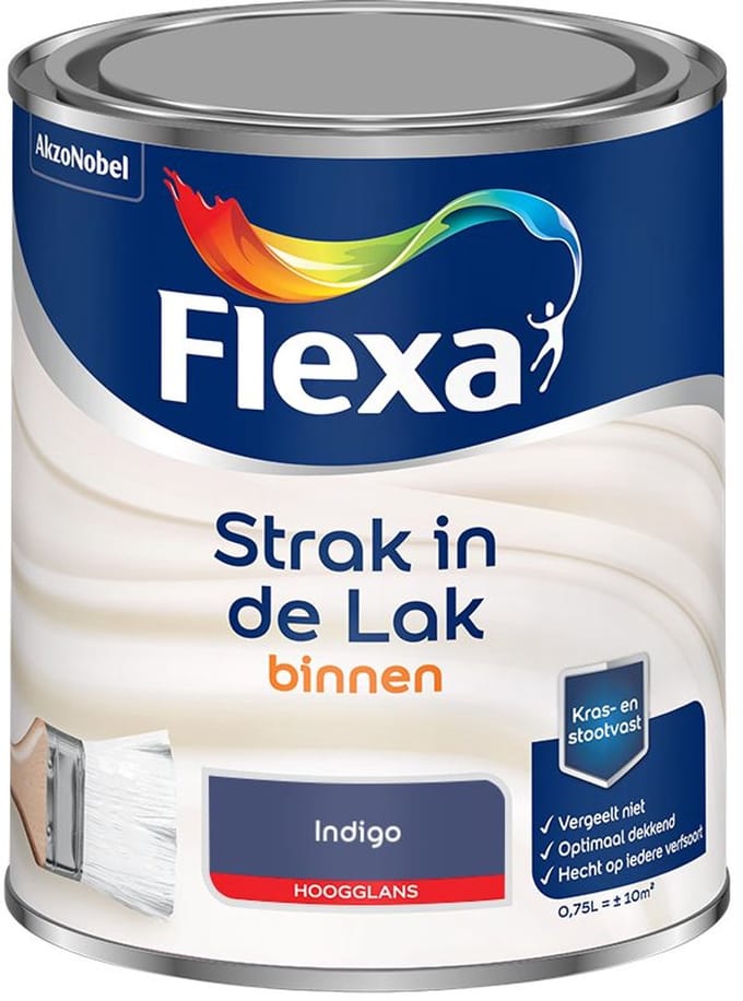 Flexa - Strak In De Lak Binnenlak Hoogglans - Indigo - Mengverf - 750 Ml