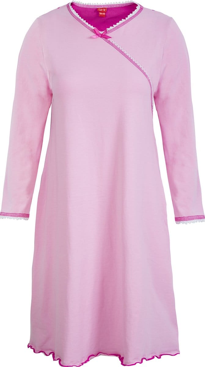 La V  Meisjesnachthemd  V hals Rose 140-146