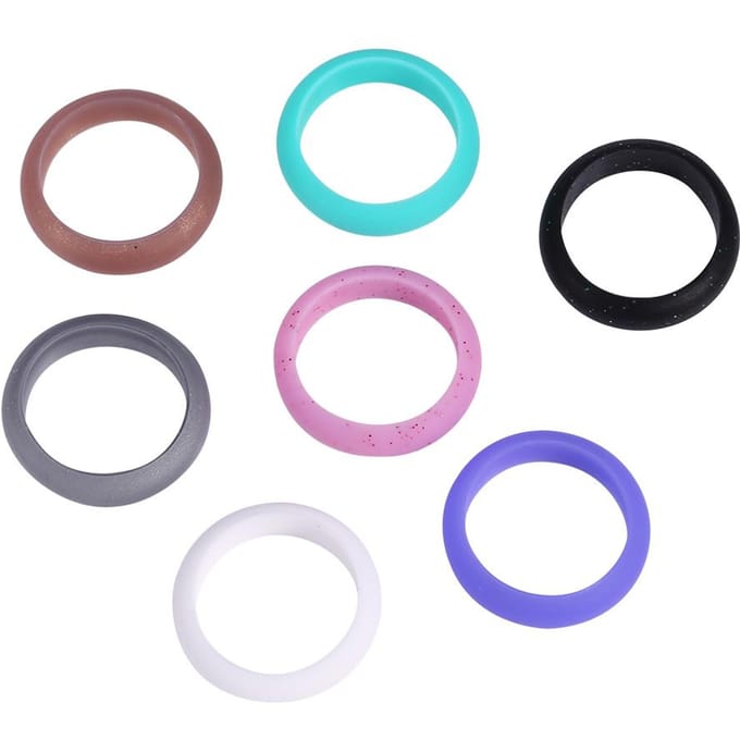 7 Stuks Kleuren Dames Siliconen Trouwring Set Outdoor Workout Flexibele Band #9 blue