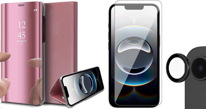 Hoesje geschikt voor iPhone 16e - Screenprotector Glas & Camera - Spiegel Book Case Rosegoud