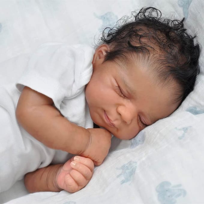 Realistische Geboortechte Babypop Zwart Haar 45 cm