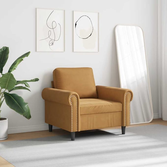 vidaXL - Fauteuil - 60 - cm - fluweel - bruin