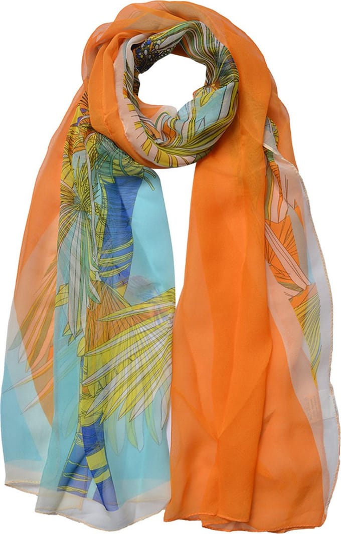 Juleeze Sjaal Dames Print 50x160 cm Oranje Synthetisch