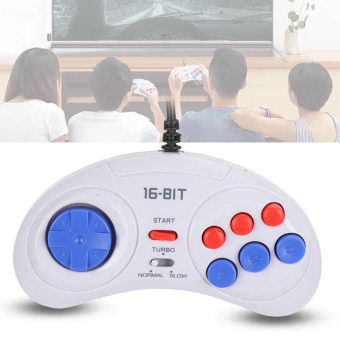 Console de jeu portable mini 16 bits 9 broches Contrôleur de jeu ergonomique Blanc pour Sega white
