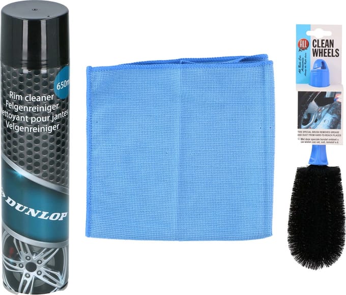 All Ride auto velgen schoonmaken set - borstel/spray/doek - velgenreiniger pakket